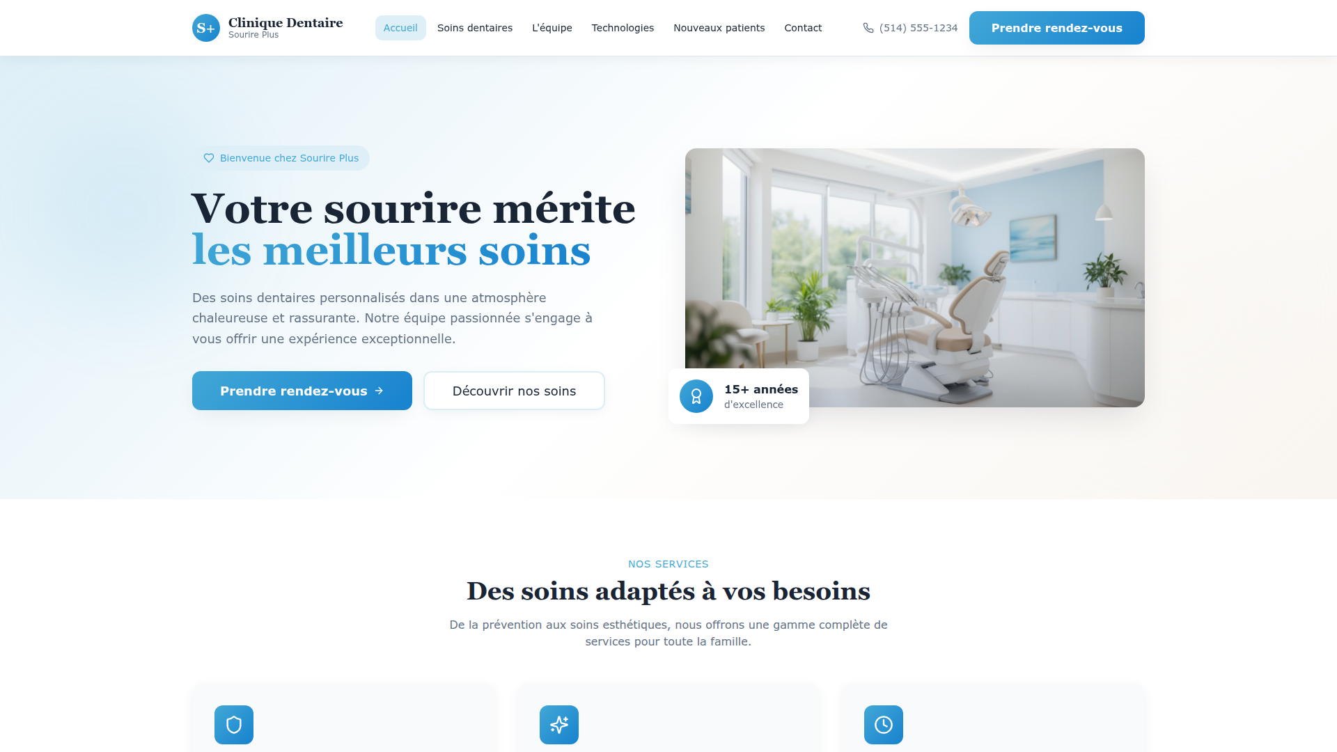 Clinique Sourire Plus - Site web créé au Québec